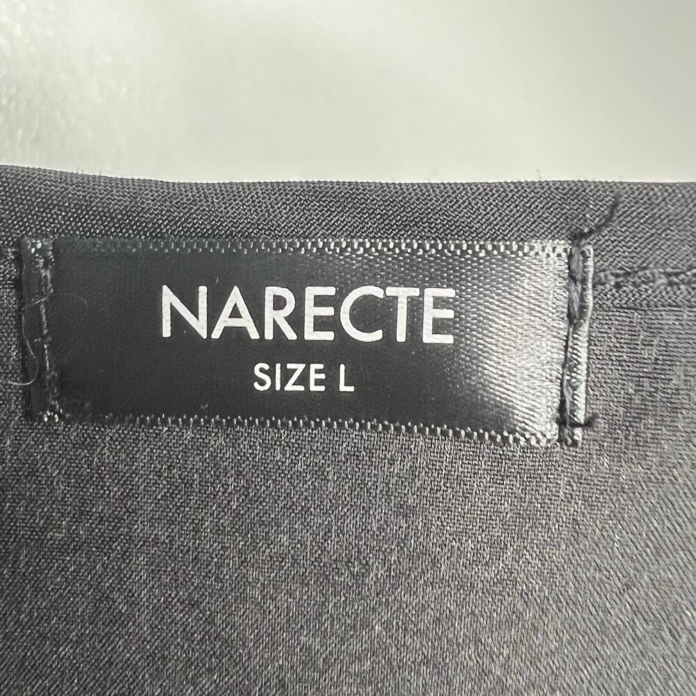 NARECTE Casual Blouse Round Neck Rolled Cuff Sleeve Lightweight Black Womens L - Picture 5 of 7